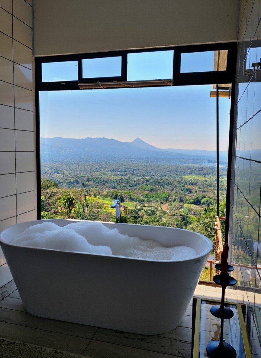 Hospedaje Hygge House tina de agua caliente con vista a la llanura y el volcan arenal