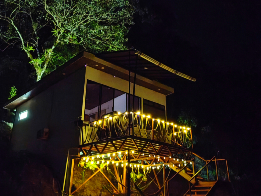 cabaña hygge house de noche